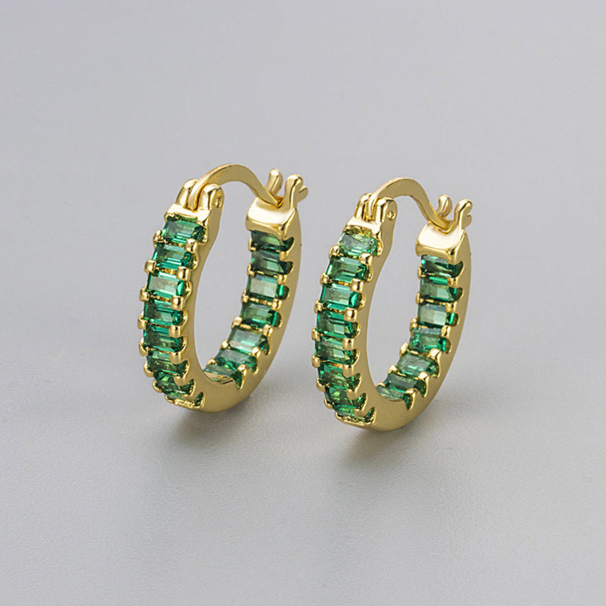 Golden Emerald Luxe Huggie Earrings JLT14035