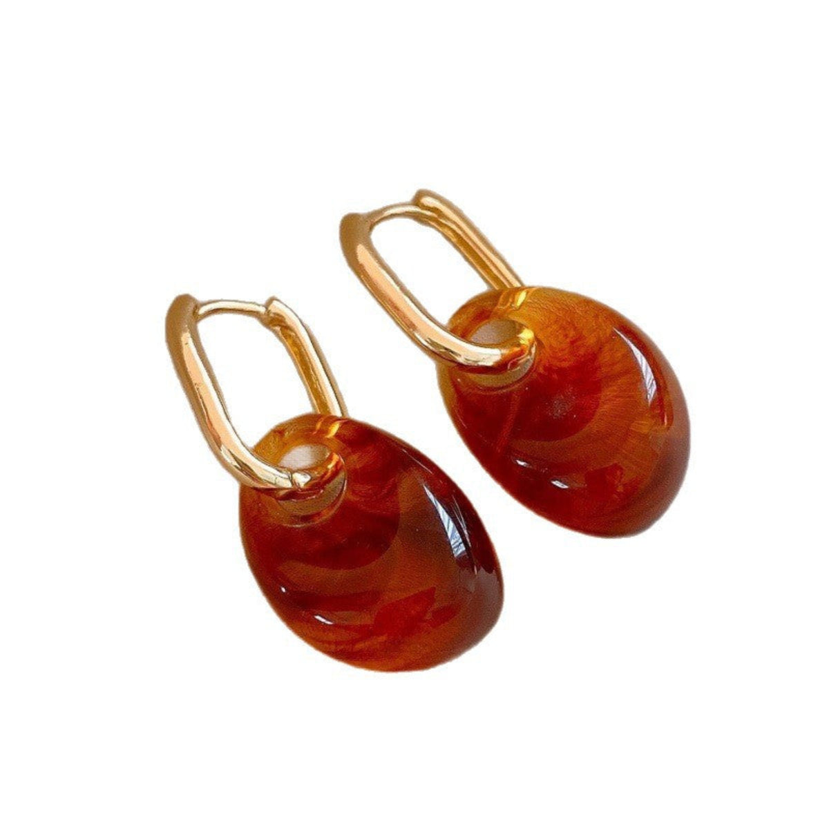 Golden Amber Oval Hoop Earrings JLT14047