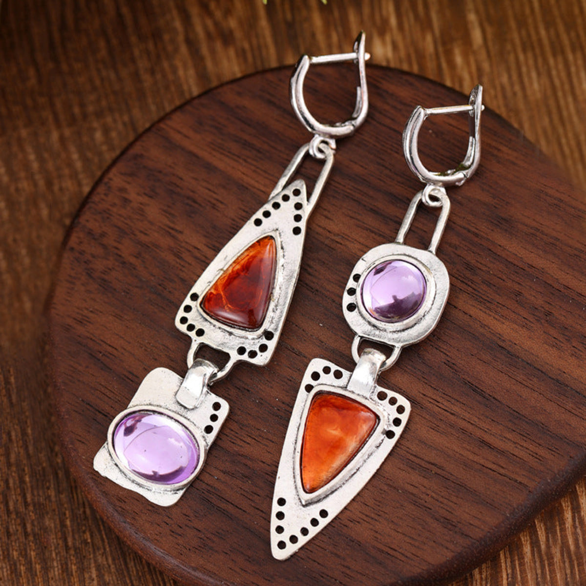 Multicolour Geometric Stone Drop Earrings JLT14052