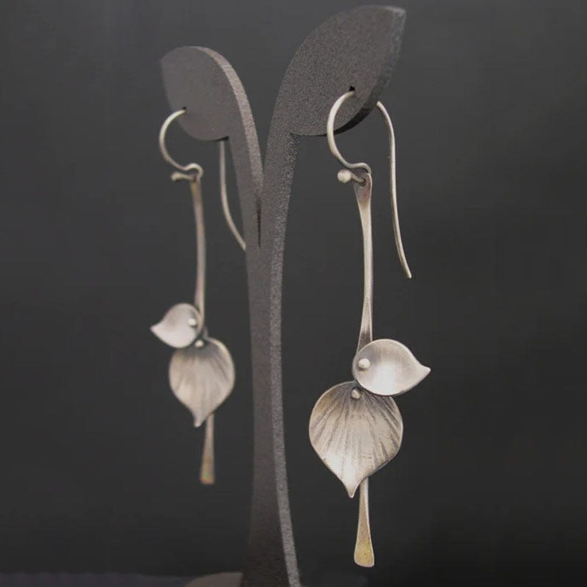 Minimal Silver Petal Drop Earrings JLT14053