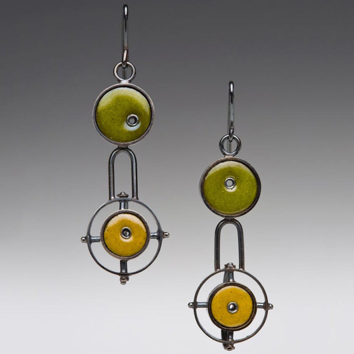 Yellow Concentric Circle Geometric Earrings JLT14067