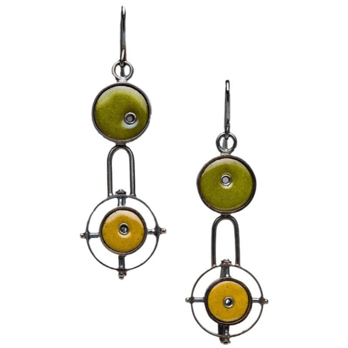 Yellow Concentric Circle Geometric Earrings JLT14067