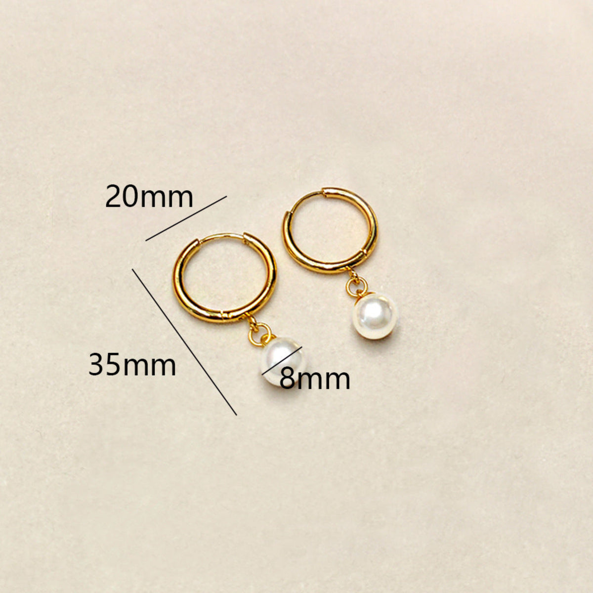 Gold-Tone Mini Hoop Earrings with Pearl Drops JLT14084