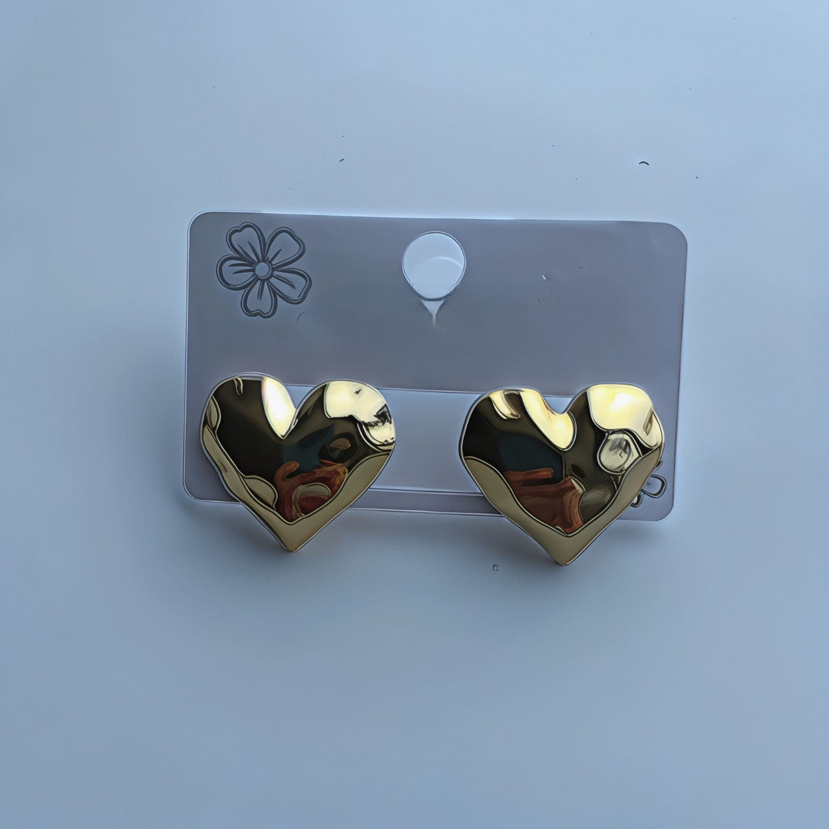 Gold-Tone Heart Stud Earrings with Dark Centres JLT14085