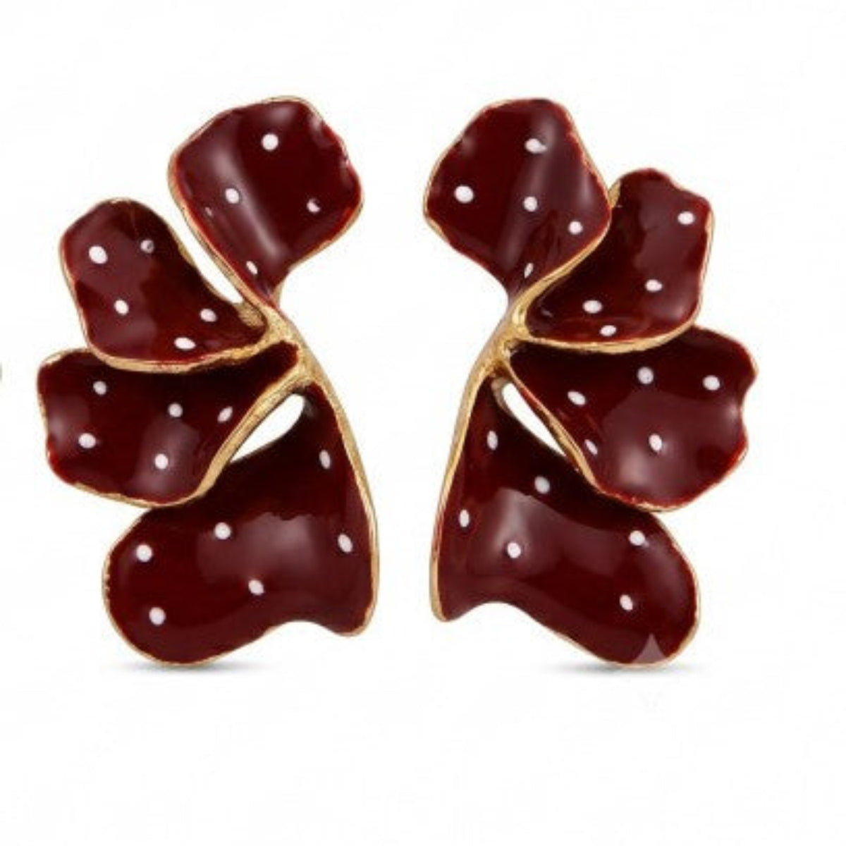 Burgundy Petal Statement Stud Earrings JLT14094