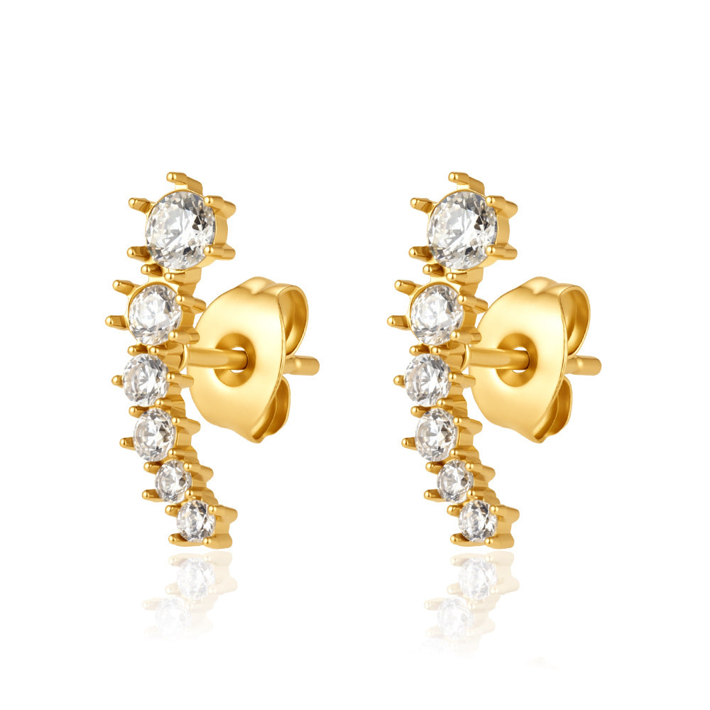 Gold Crystal Leaf Drop Earrings JLT14098