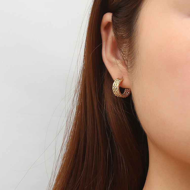 Textured Crystal Pave Huggie Earrings JLT14104