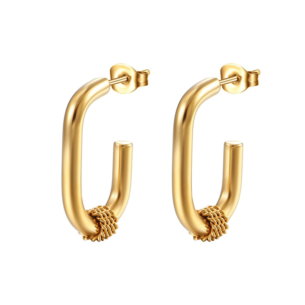 Classic Gold U-Shaped Hoop Earrings JLT14105