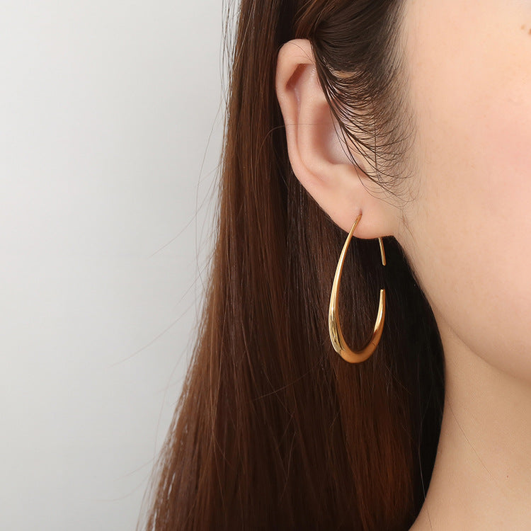 Slim Elongated Oval Hoop Earrings JLT14111