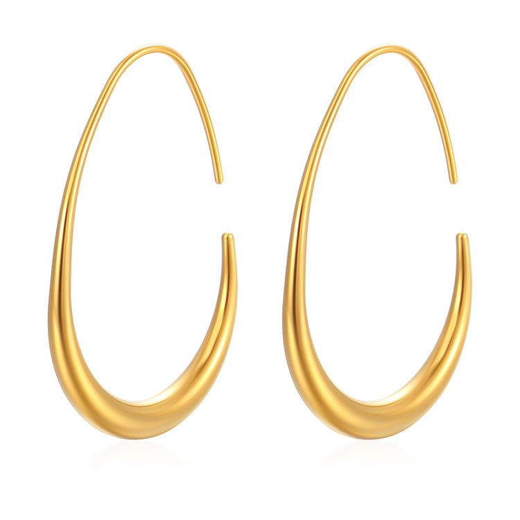 Slim Elongated Oval Hoop Earrings JLT14111