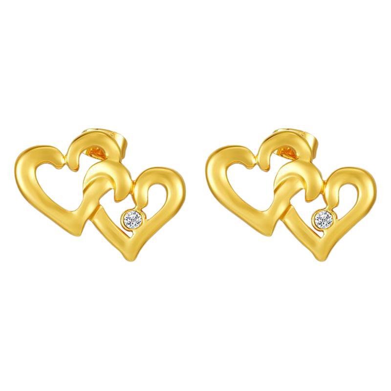 Interlocking Heart Gold Stud Earrings JLT14119
