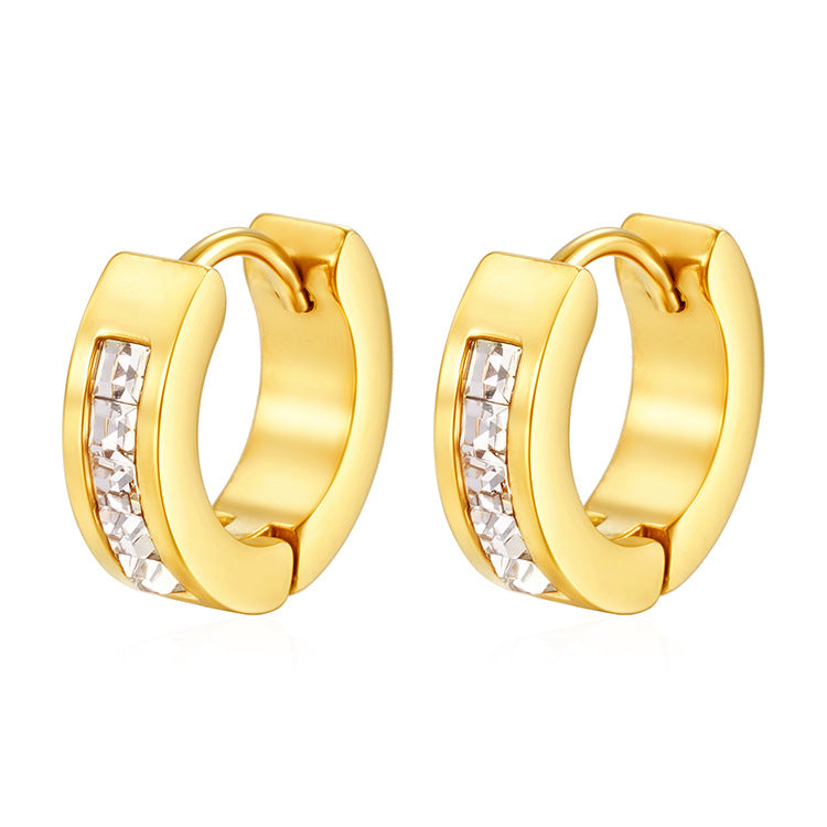 Pave Crystal Gold Huggie Earrings JLT14120