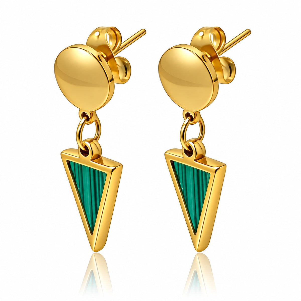 Turquoise Triangle Gold Drop Earrings JLT14128
