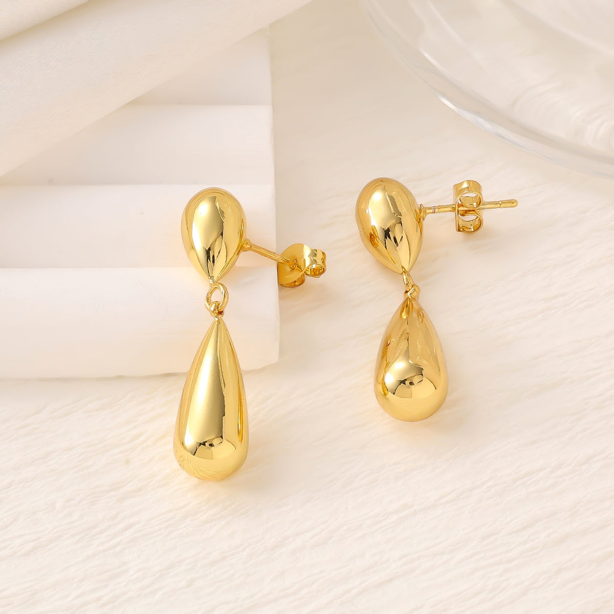 Gold Teardrop Stud and Dangle Earrings JLT14142