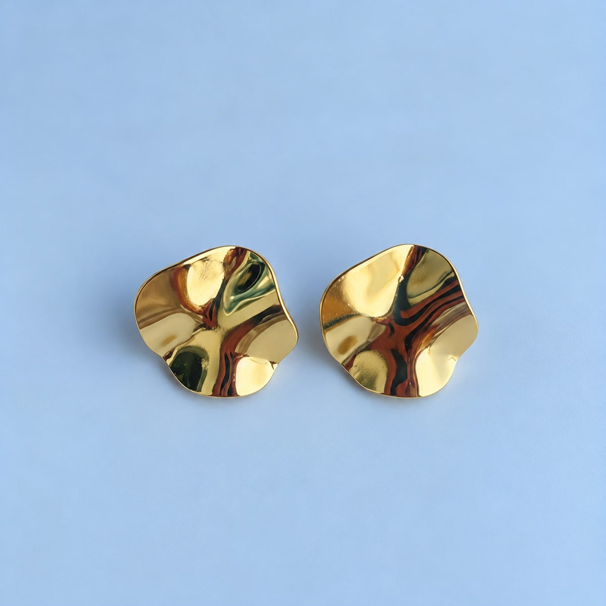 Wavy Gold Square Statement Earrings JLT14153