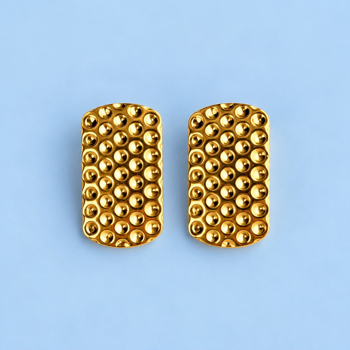 Textured Gold Rectangle Stud Earrings JLT14154