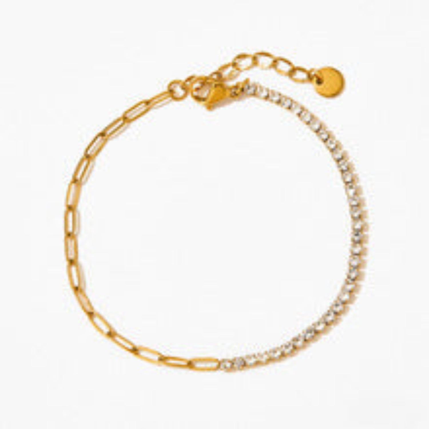 Half Tennis Half Paperclip Cable Chain Bracelet JLTB0649