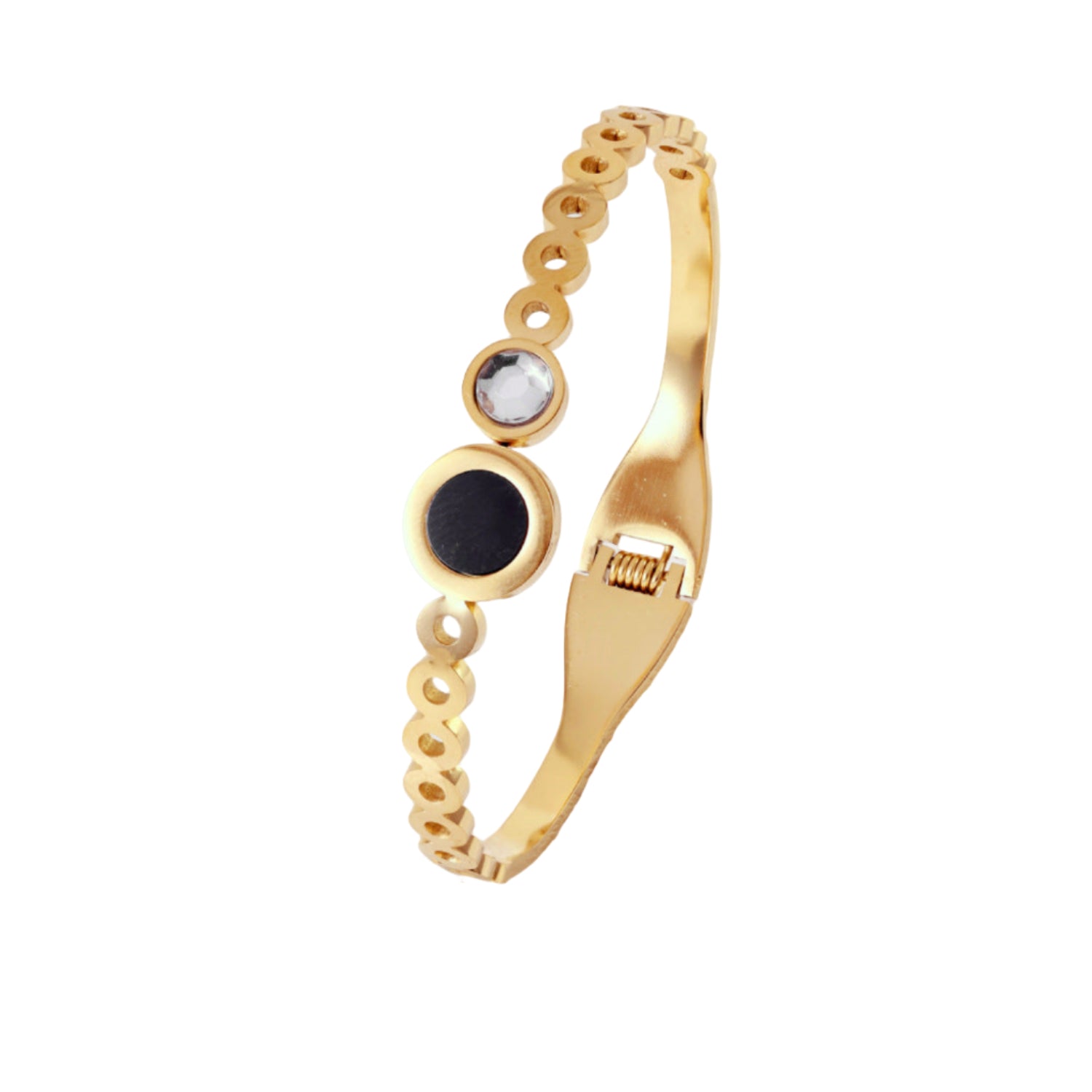 Trendy Black Acrylic Concertric Circle Bracelet JLTB0651