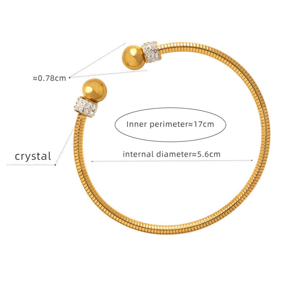 Elegant Gold Bead Open End Bangle JLTB0668