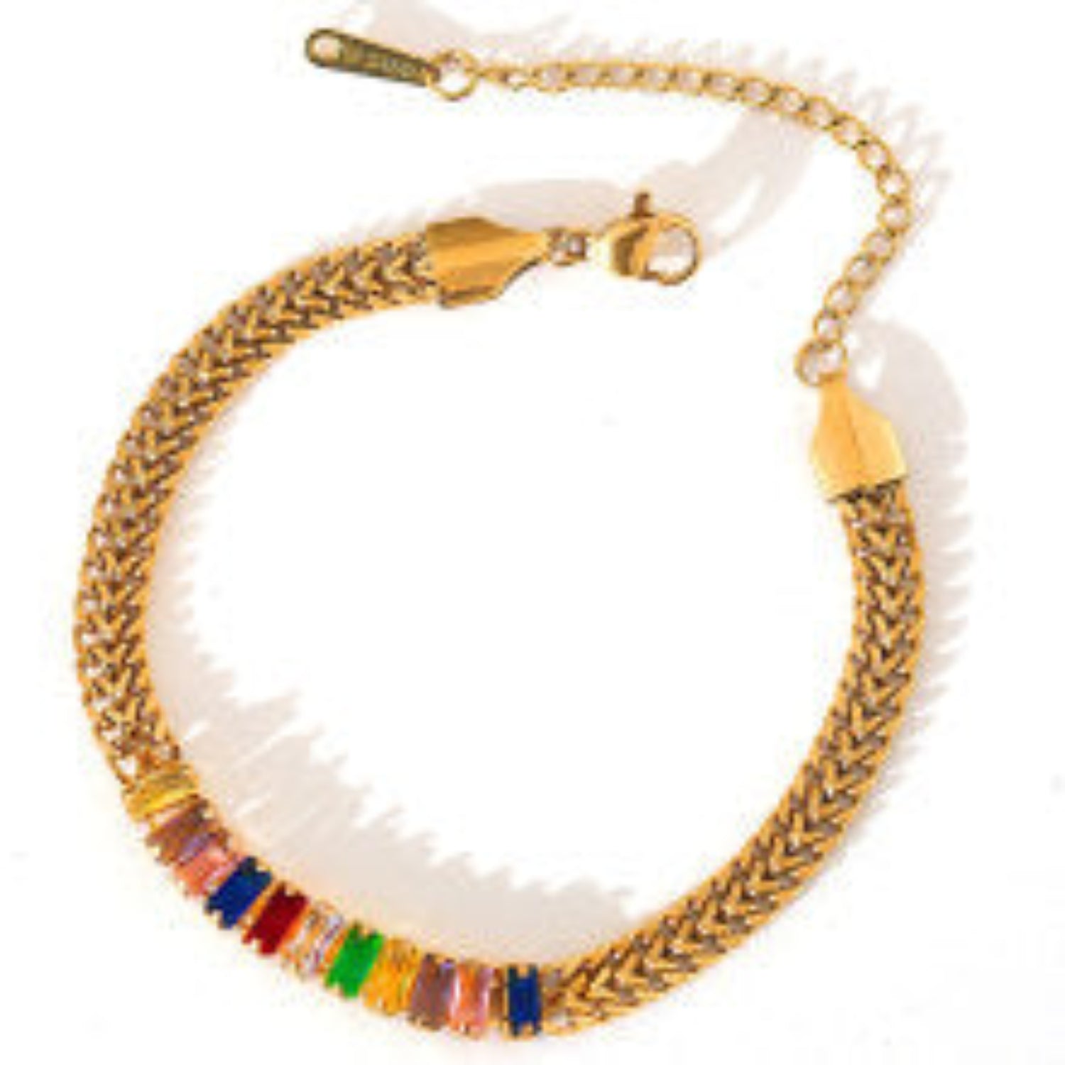 Elegant Gold-tone Chain Bracelet with Vibrant Gemstone JLTB0676