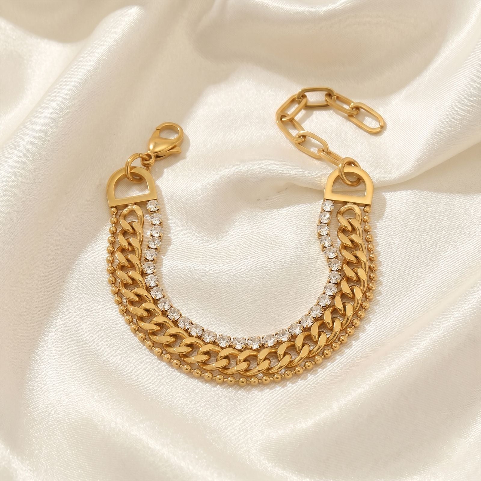 Inter Lock Chain With Tennies Small ball Bracelet JLTB0682