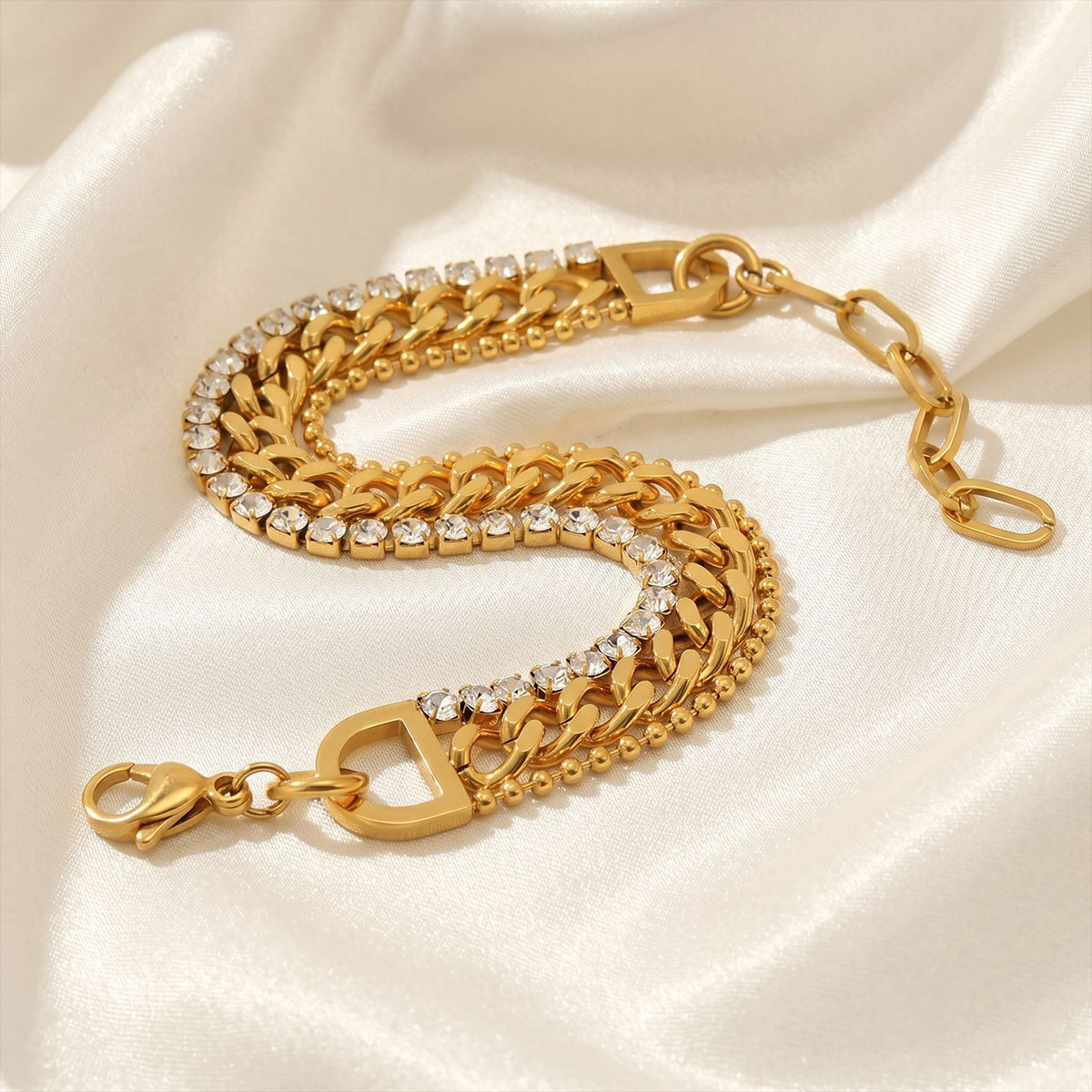 Inter Lock Chain With Tennies Small ball Bracelet JLTB0682