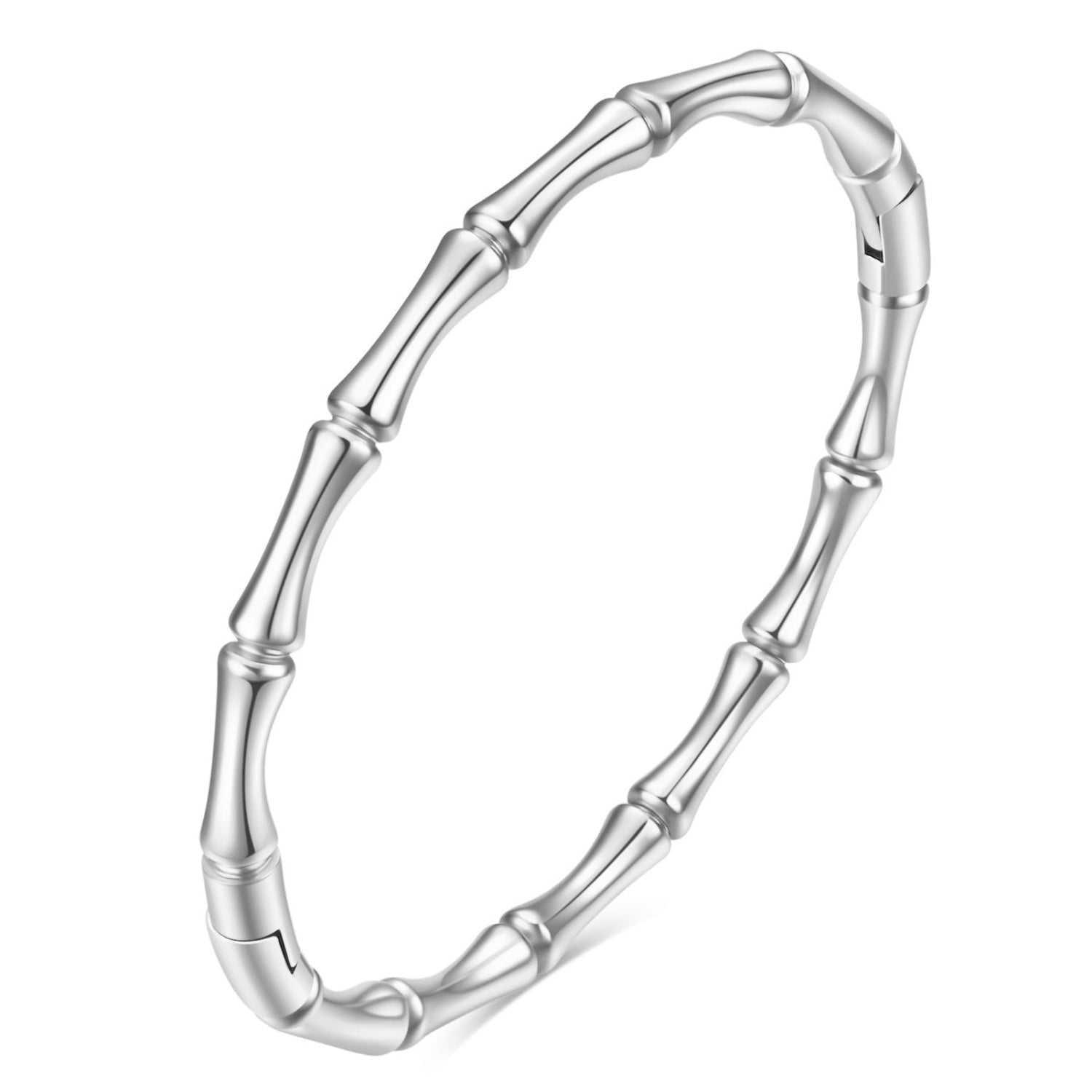 Bamboo Textured Cool-Tone Silver Bracelet JLTB0683