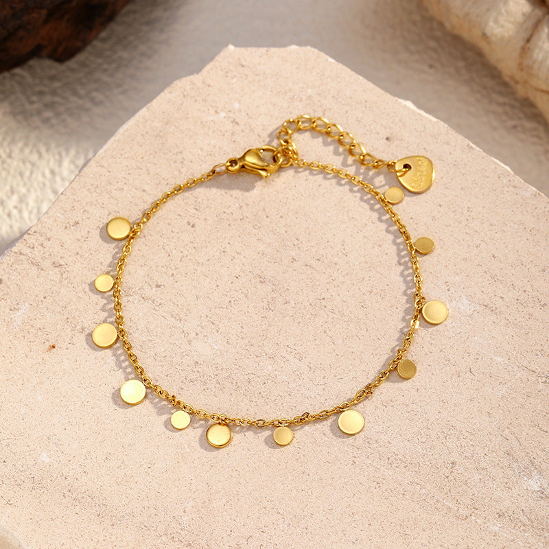 "Gold Disc Charm Chain Bracelet" JLTB0687