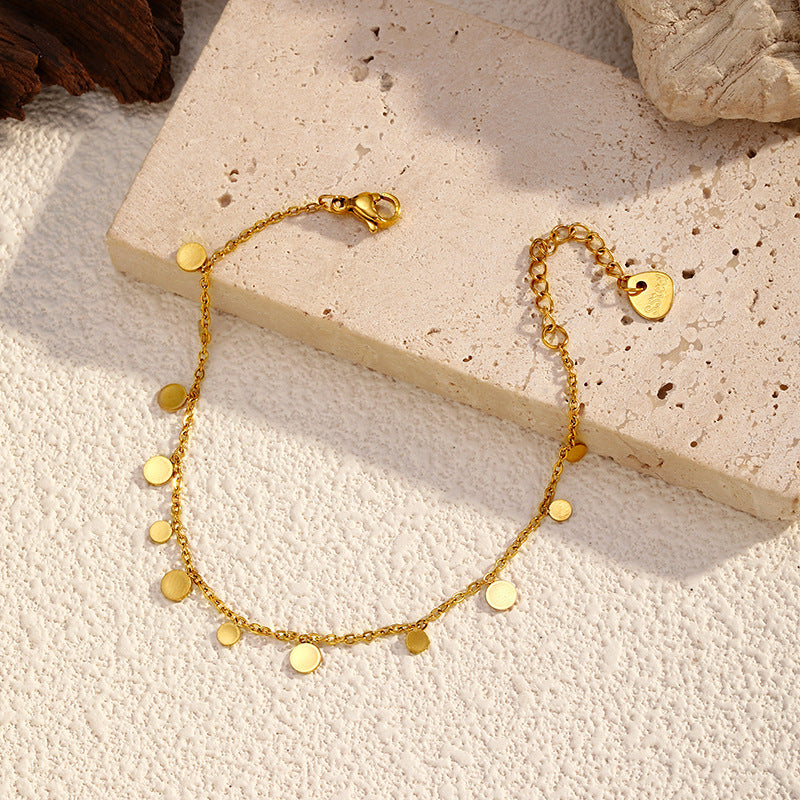 "Gold Disc Charm Chain Bracelet" JLTB0687