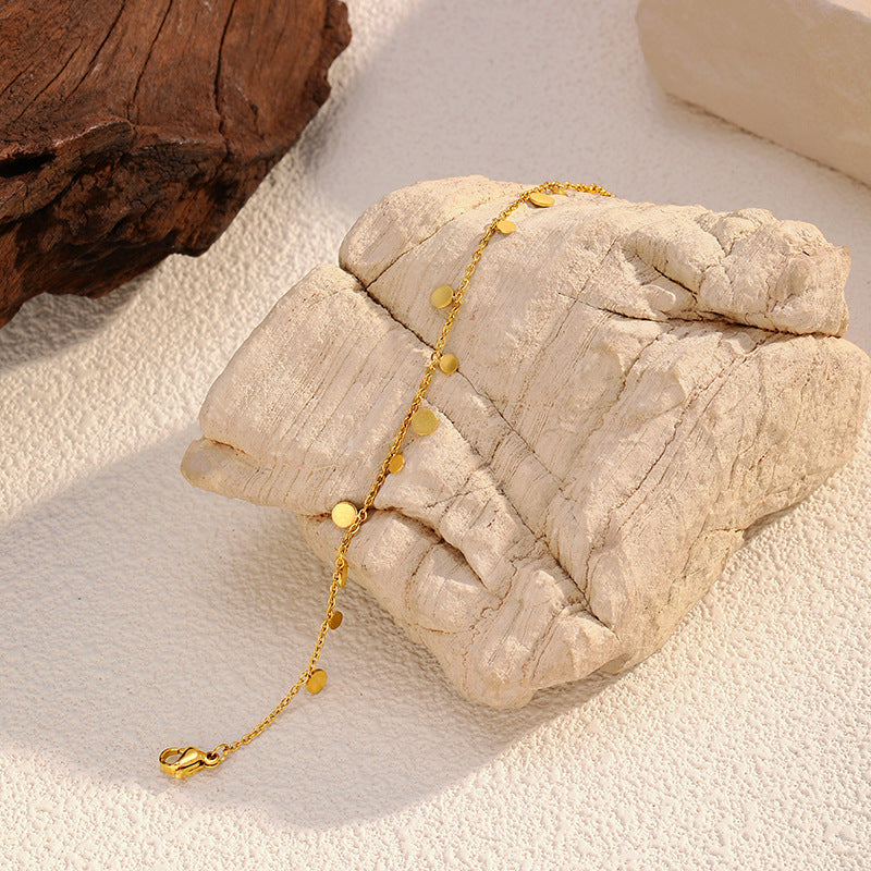 "Gold Disc Charm Chain Bracelet" JLTB0687