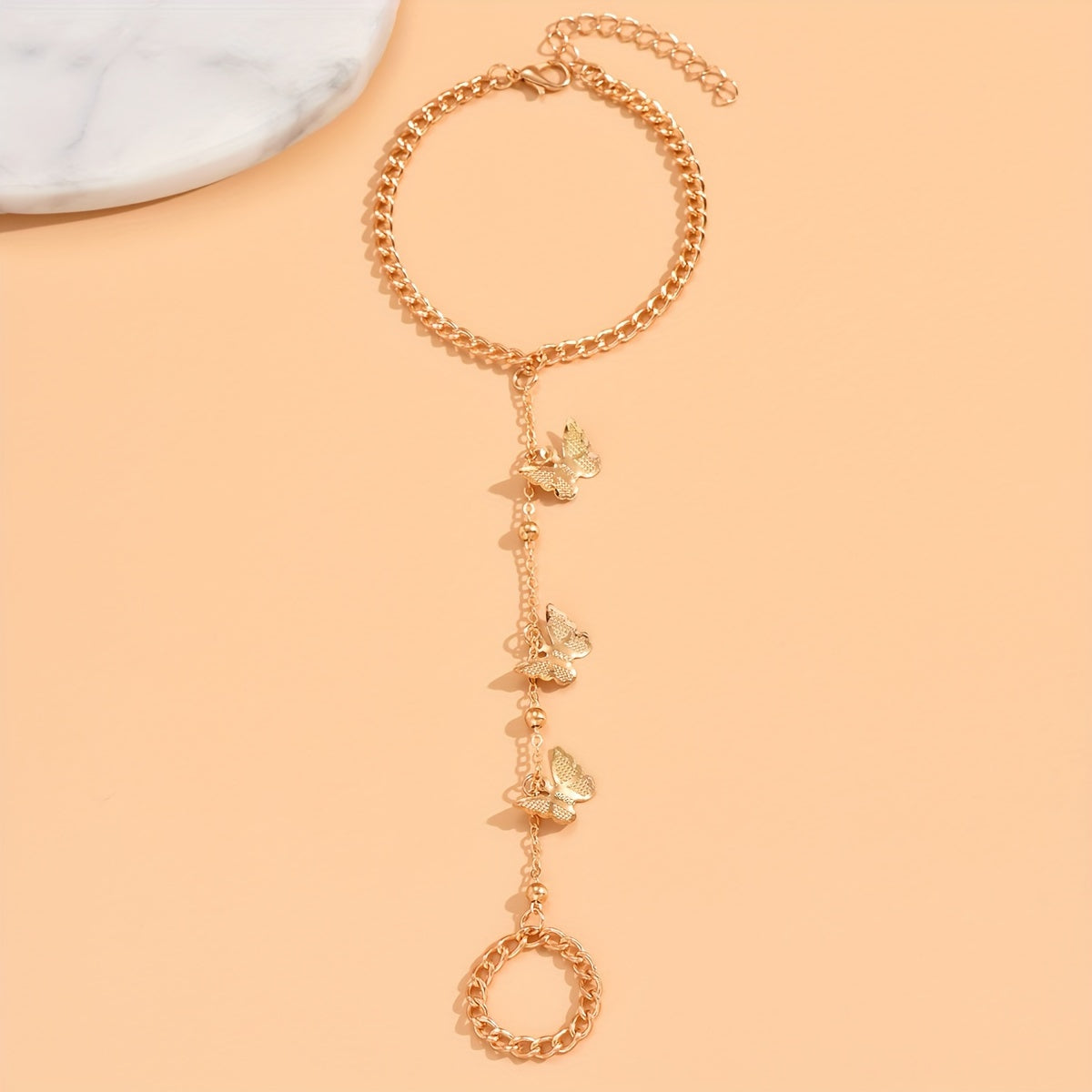Butterfly Charm Dual Gold-tone Chain Bracelet JLTB0702