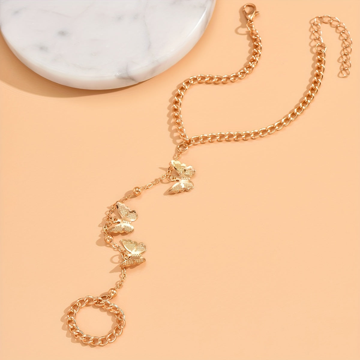 Butterfly Charm Dual Gold-tone Chain Bracelet JLTB0702