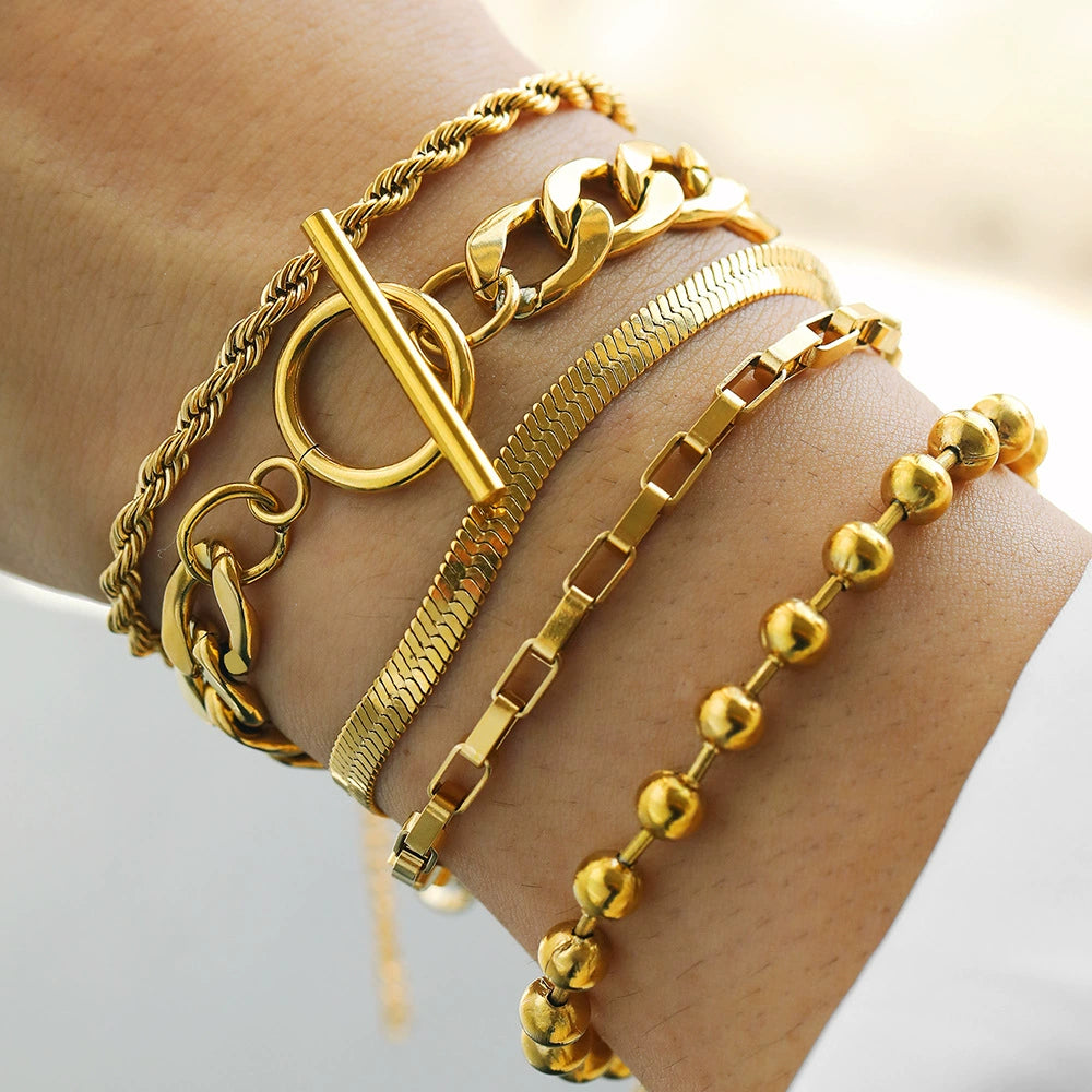 stylish gold five layer stacks JLTB0706