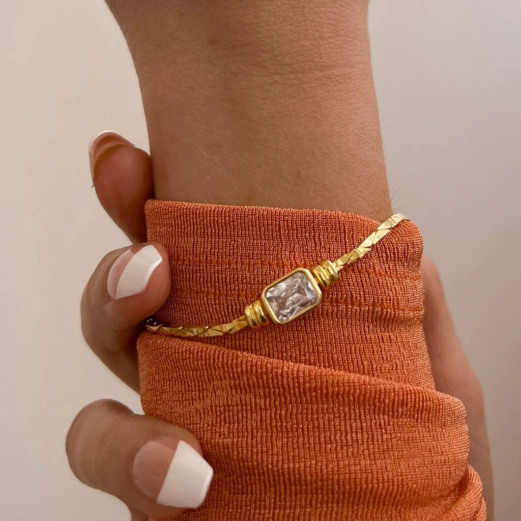 Thread style trendy gold-tone chain bracelet JLTB0715