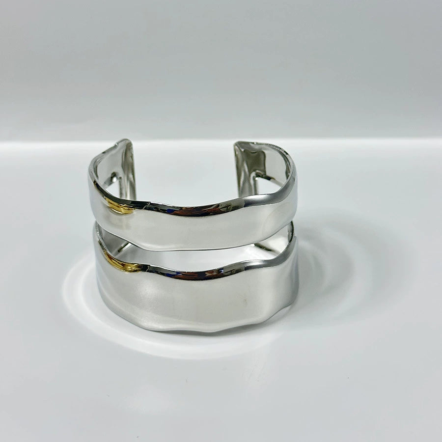 Silver double ring fashionable cold style open bracelet JLTB0721