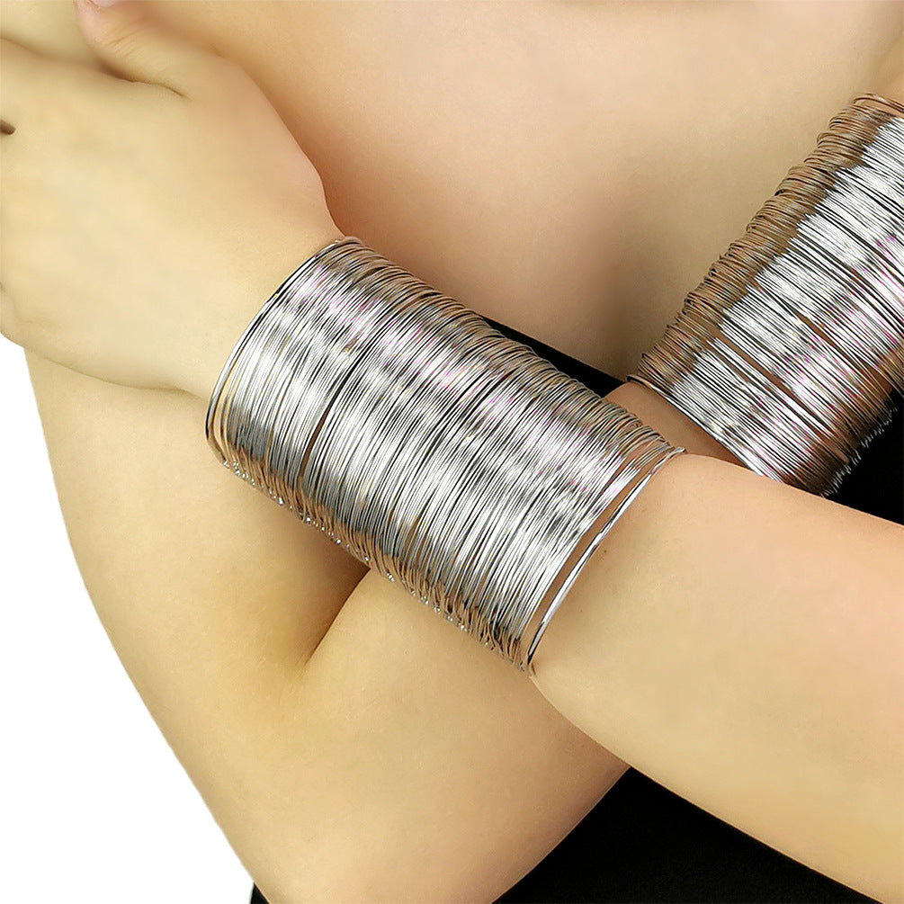 Silver Wire Cuff Alloy texture long Bracelet JLTB0753