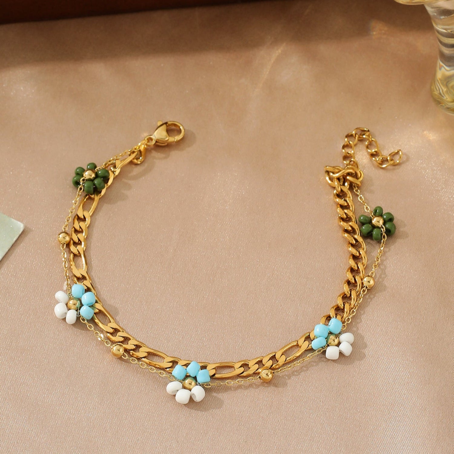 multi strand beaded flower bracelet JLTB0757