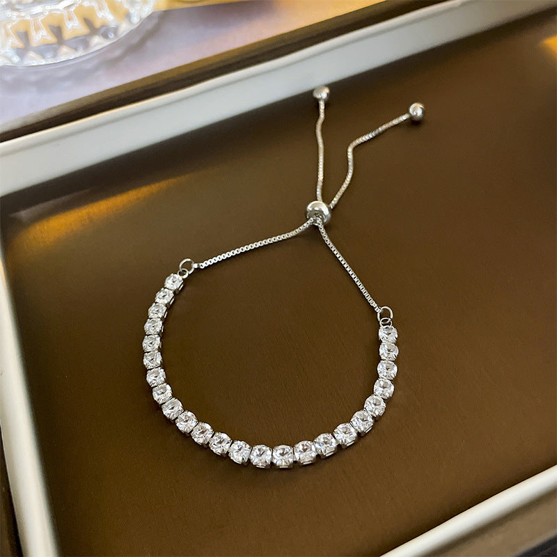 Just Lil Things Crystal Luxe Silver Slider Chain Bracelet JLTB0801