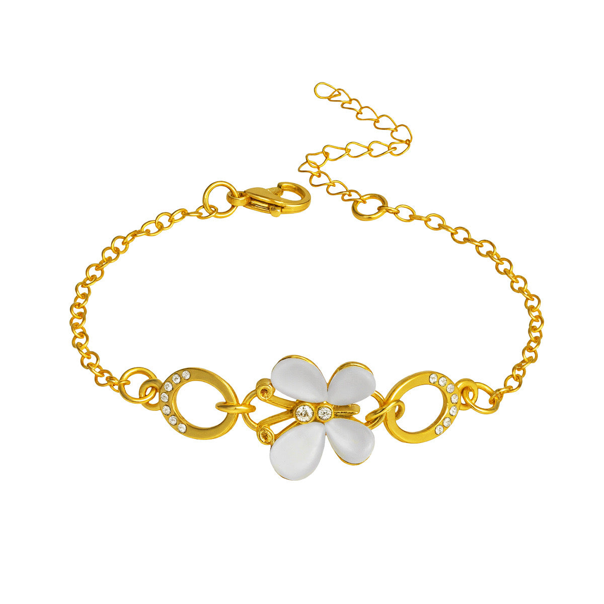 Just Lil Things "Elegant Butterfly Charm Bracelet with White Enamel Wings" JLTB0802