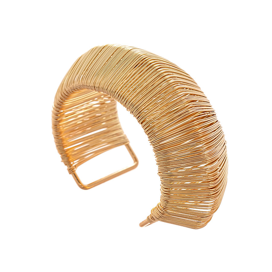 Gold woven square triangle open bracelet JLTB0808