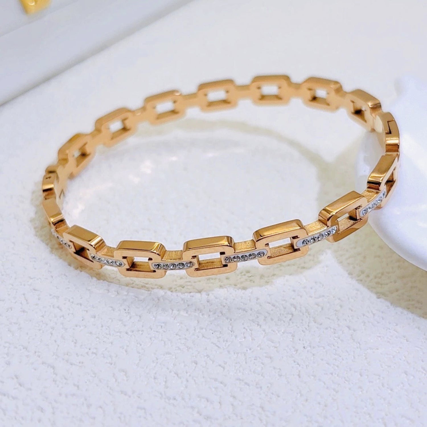 Radiant Link with Crystal Accents Gold-tone Bracelet JLTB0848