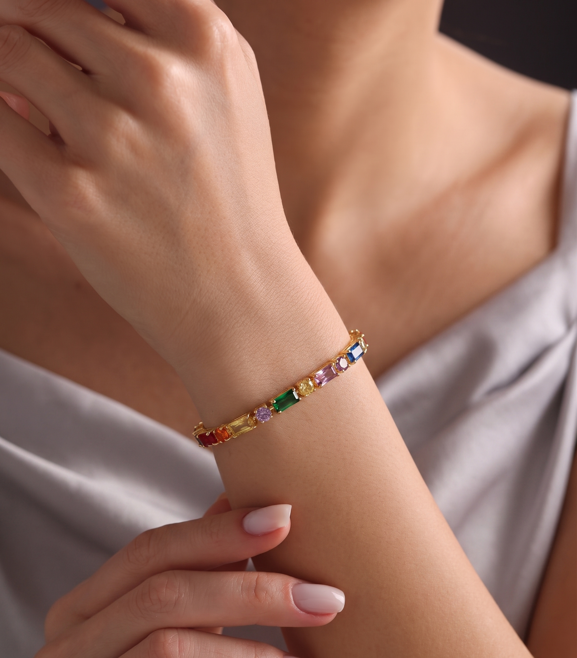 Spectrum Sparkle Gemstone Tennis Bracelet JLTB0853