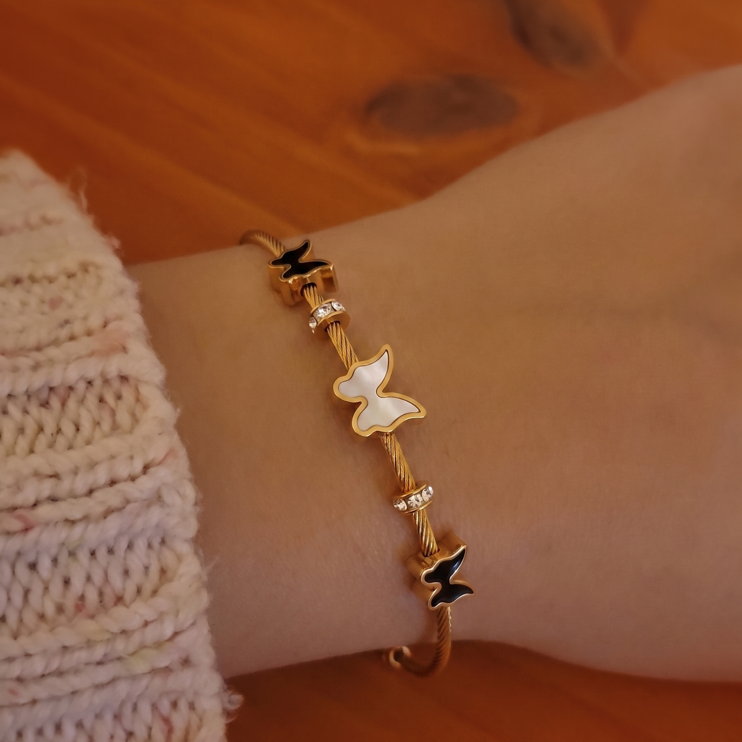 Just Lil Things Gold Butterfly Charm Cable Wire Bracelet JLTB0868