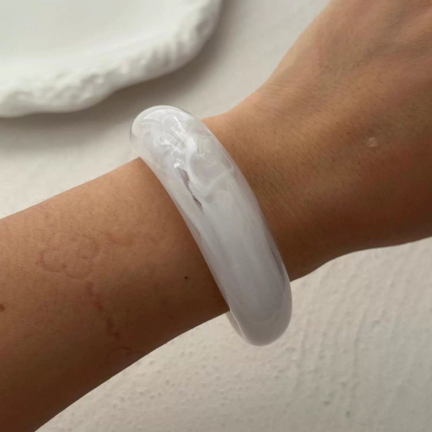 Just Lil Things Cloud White Glossy Resin Bracelet JLTB0878