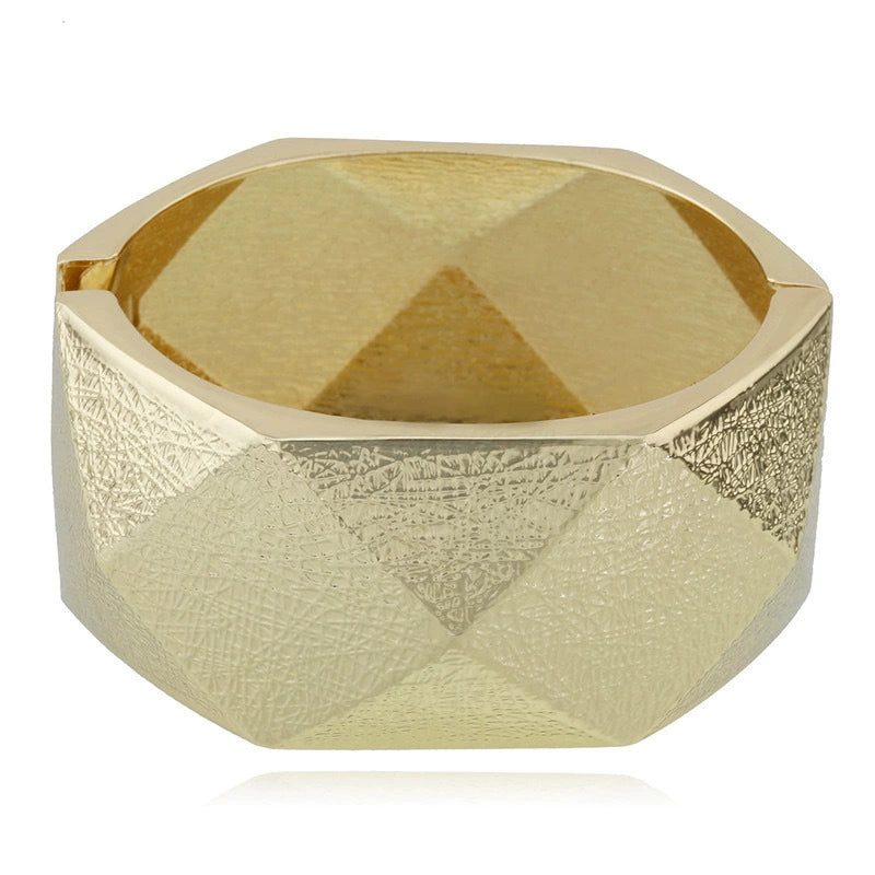Just Lil Things Geometric Textured Gold Statement Bracelet Design JLTB0924