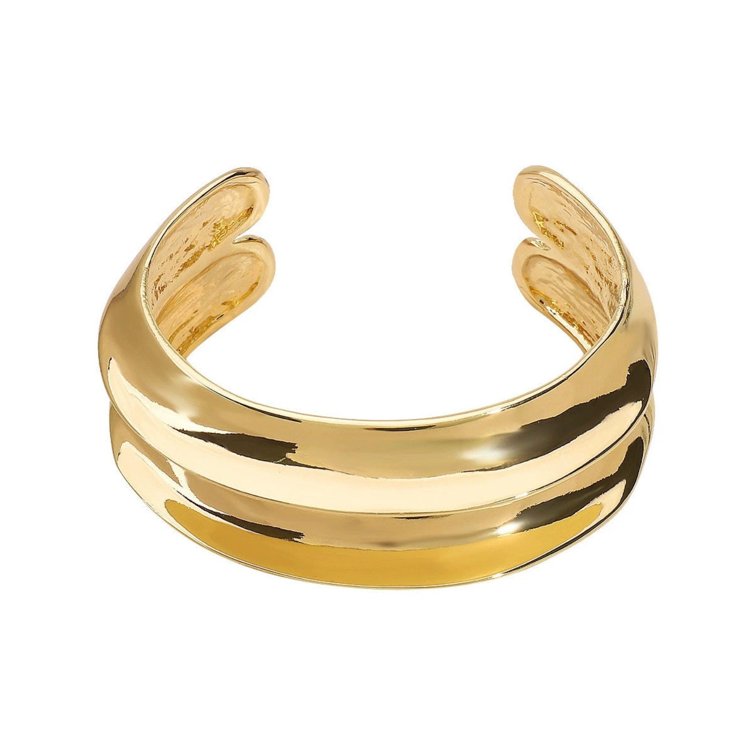 Just Lil Things Sleek Double-Band Gold Cuff Bracelet Design JLTB0932