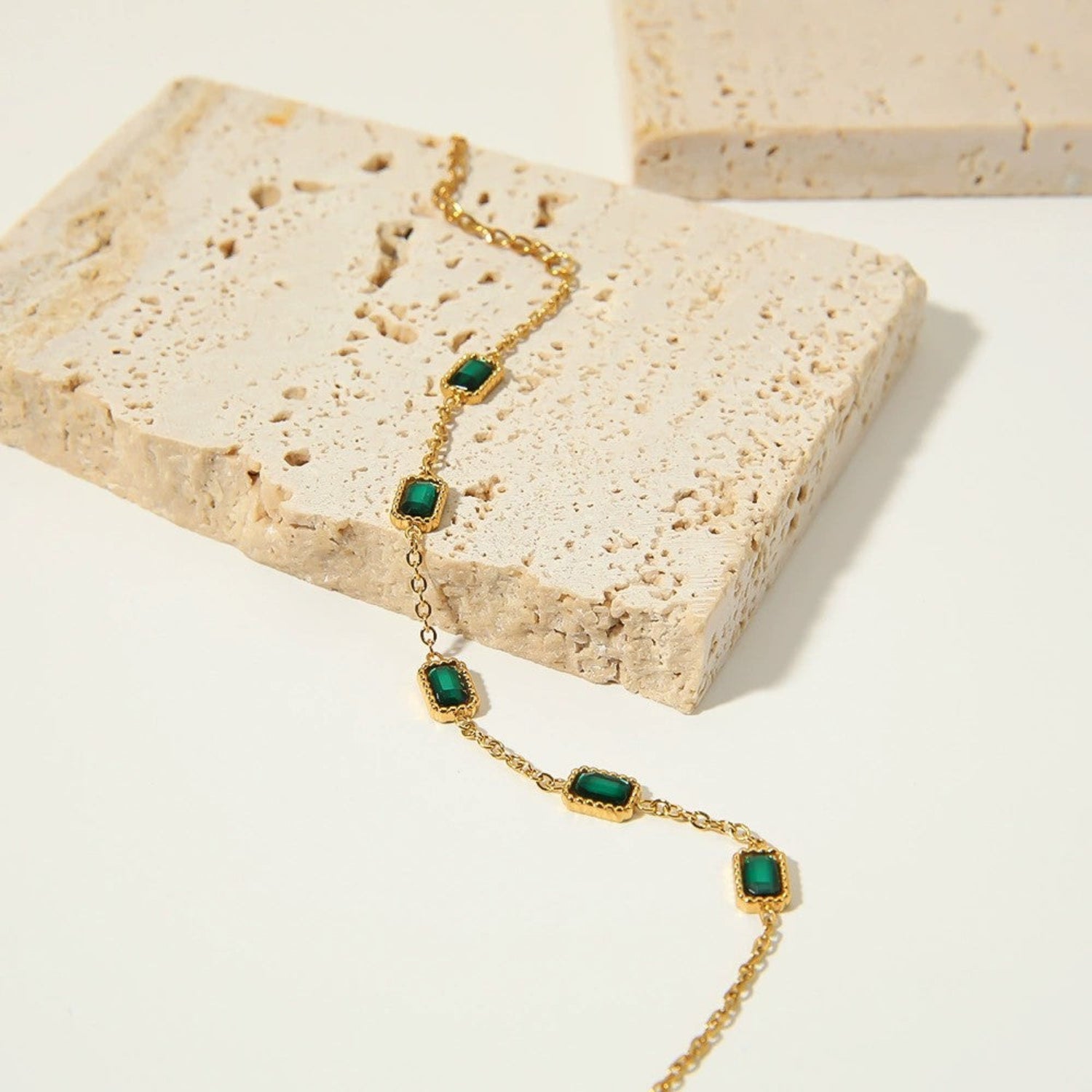 Just Lil Things Emerald Charm Bracelet with Gold Chain Links JLTB0955