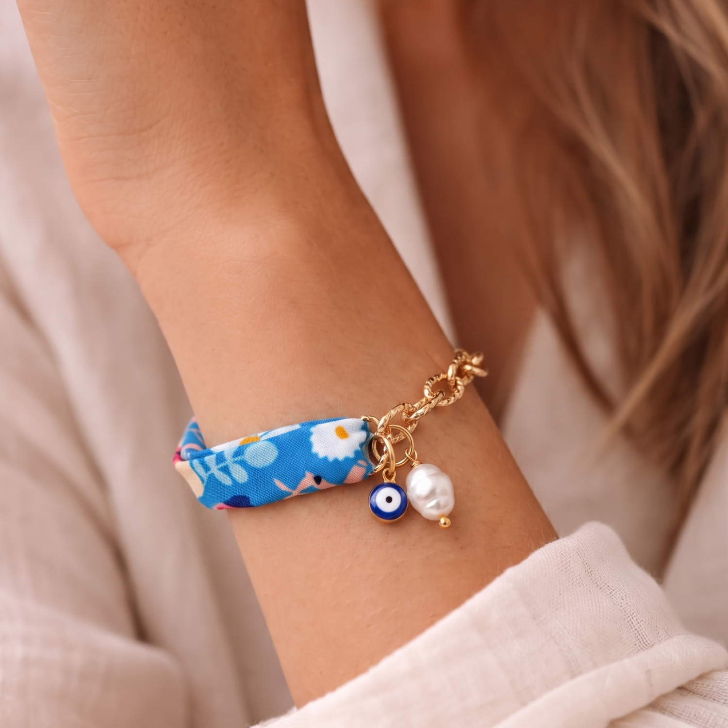 Just Lil Things Azure Charm Evil Eye Bracelet JLTB0967