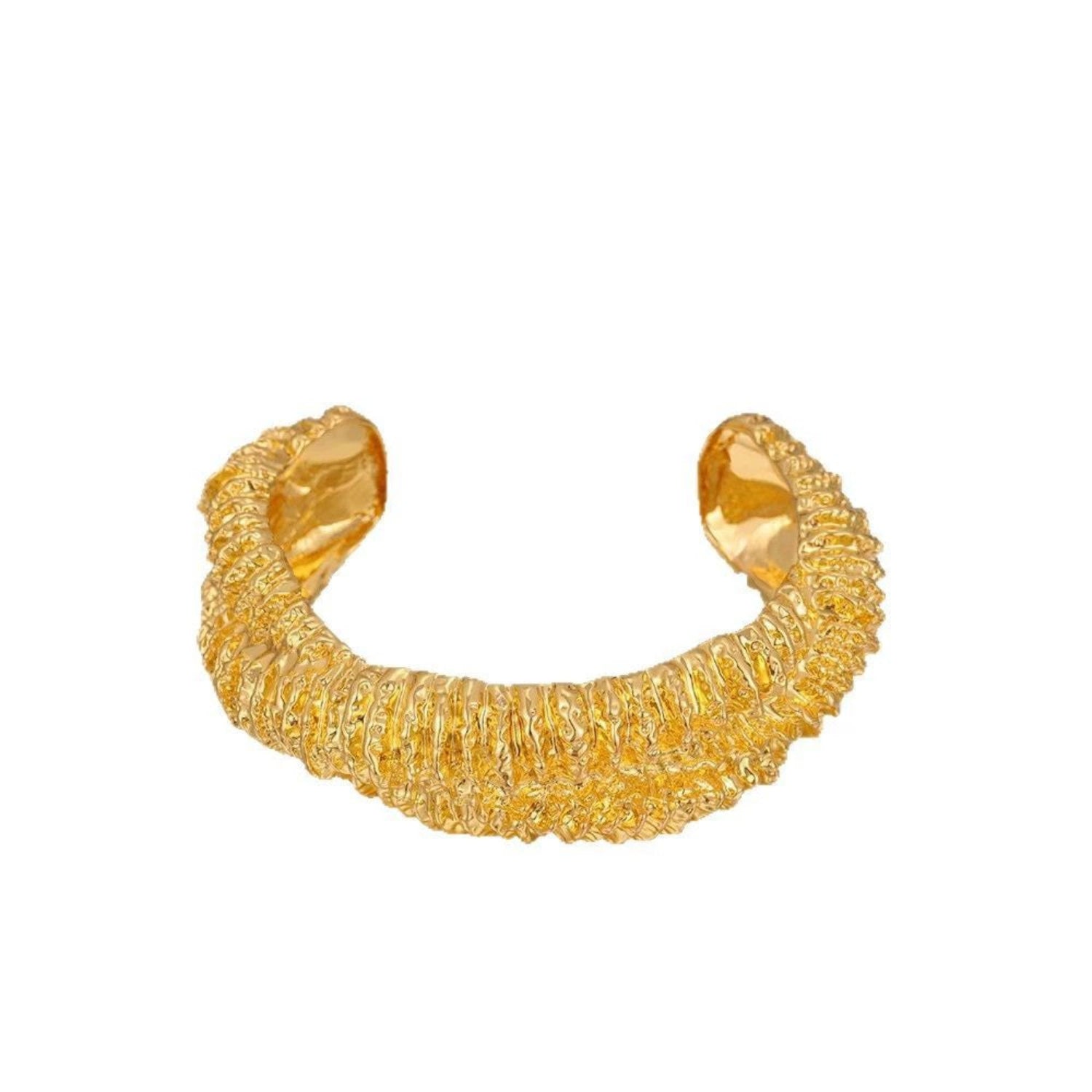 Just Lil Things Golden Ripple Textured Cuff Bracelet JLTB0969