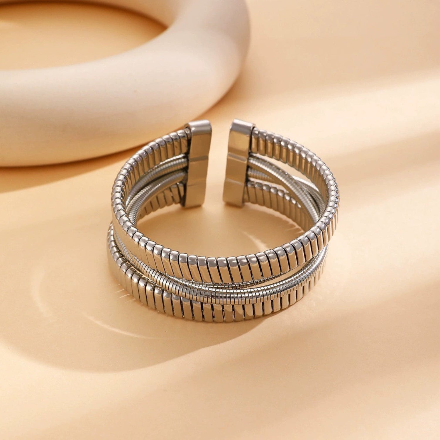 Just Lil Things Bold Metallic Coil Cuff Bracelet JLTB0977